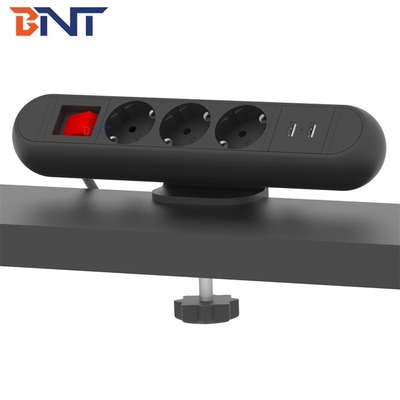 El nuevo mercado común 3 de BOENTE con el protector de sobretensiones USB vira negro hacia el lado de babor en fabricante de escritorio desprendible del zócalo de poder del borde del escritorio