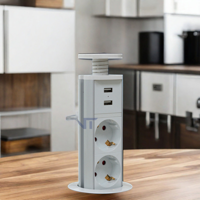 IP44 6cm Color blanco toma de corriente de la torre vertical de la cocina con carga USB