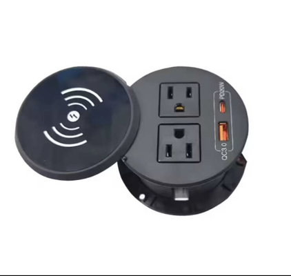 Muebles de oficina conexión ABS redonda con cargador inalámbrico USB a + c para mesa de café estación de carga