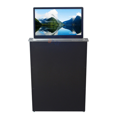 Elevador de pantalla de ordenador con micrófono motorizado con pantalla retráctil de 15,6 pulgadas