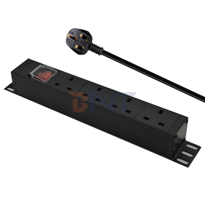 PDU 4 puertos enchufes SPD Protector contra sobretensiones toma de corriente de banda de extensión 3250W con interruptor de encendido / apagado y cable de alimentación