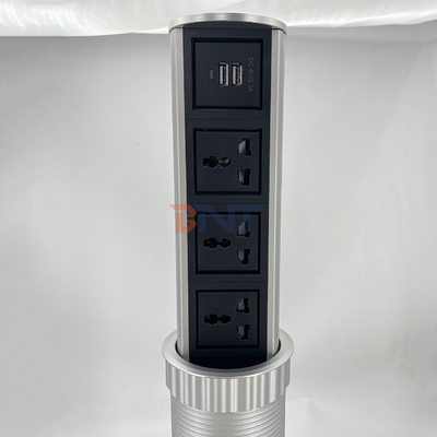 3 de alimentación universal + 2 puerto USB ascensor motorizado vertical de cocina enchufe de corriente de salida enchufe de contacto tipo impermeable enchufe
