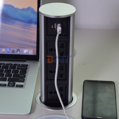 3 de alimentación universal + 2 puerto USB ascensor motorizado vertical de cocina enchufe de corriente de salida enchufe de contacto tipo impermeable enchufe