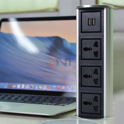 3 de alimentación universal + 2 puerto USB ascensor motorizado vertical de cocina enchufe de corriente de salida enchufe de contacto tipo impermeable enchufe
