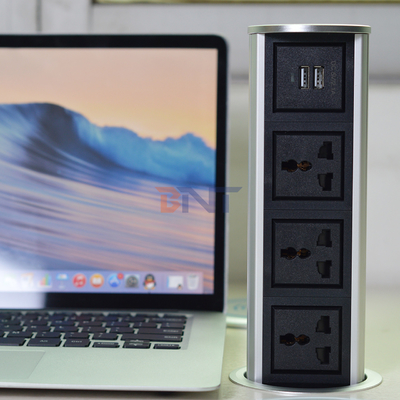 3 de alimentación universal + 2 puerto USB ascensor motorizado vertical de cocina enchufe de corriente de salida enchufe de contacto tipo impermeable enchufe