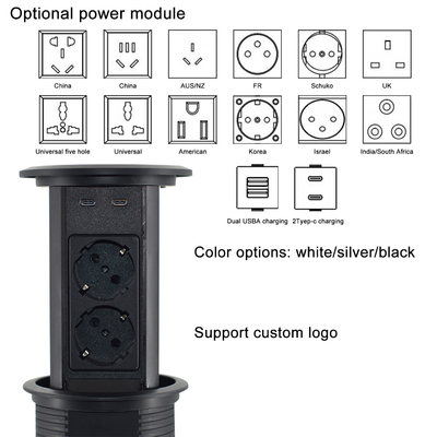Enchufes eléctricos con conexión de doble lado 4 tomas de corriente alterna con doble cargador USB A + C + inalámbrico para Office De