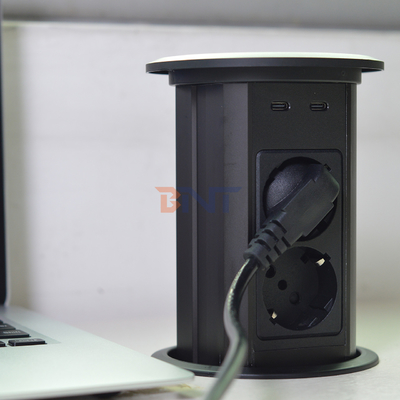 Enchufes eléctricos con conexión de doble lado 4 tomas de corriente alterna con doble cargador USB A + C + inalámbrico para Office De