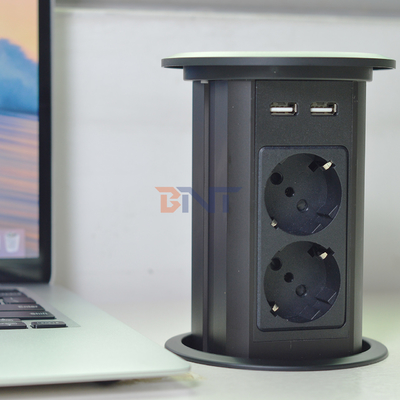 Enchufes eléctricos con conexión de doble lado 4 tomas de corriente alterna con doble cargador USB A + C + inalámbrico para Office De