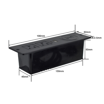 Sofá 2 tomas de corriente alterna de EE.UU. y conexión de carga USB con cargador inalámbrico 60mm us power sofá de oficina cargador de muebles power soc