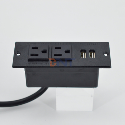 Correa de alimentación con receso US estándar de escritorio conector de alimentación 2 tomas de corriente y 2 conectores USB tipo A para el sofá del gabinete