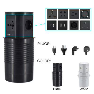 Cocina Conectores de alimentación neumáticos ocultos con puerto usb y cargador inalámbrico de 15W para escritorio