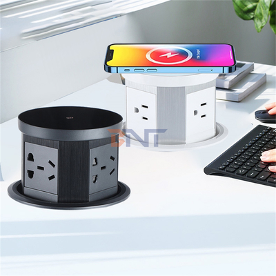 Enchufe oculta de escritorio con conexión USB en el puerto AC enchufe de cocina 16A con cargador rápido inalámbrico para la oficina