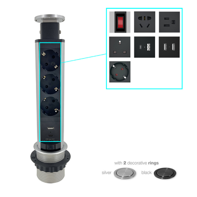 Círculo redondo de la cocina oculta de salida de corriente con enchufes USB y enchufes para el mostrador de mesa