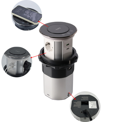 Cocina Oculta Personalizar enchufes de alimentación de cocina motorizados con conexión a mesa con conexión a USB A + C