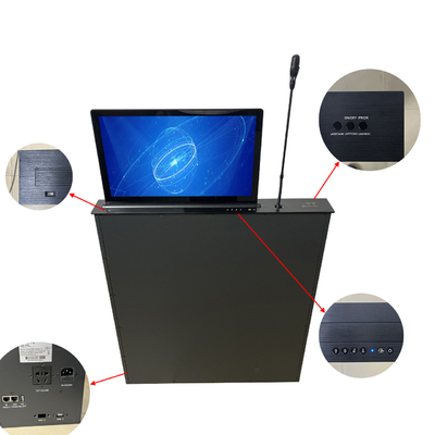 17.3 elevador de monitores motorizado retráctil, mecanismo de elevación de televisores motorizado con MIC motorizado para sistemas de conferencias sin papel