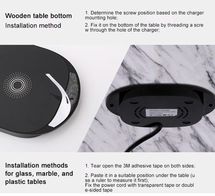 25mm Cargador inalámbrico de larga distancia mármol invisible escondido debajo de la mesa de escritorio muebles de escritorio cargador inalámbrico rápido