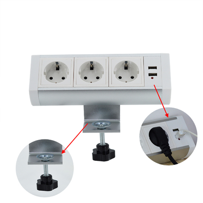 Clampada Boente en el escritorio montaje de escritorio extraíble enchufe de corriente con usb / montaje de la pinza de la mesa enchufe de corriente