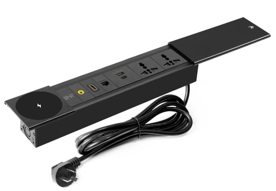 Enchufe de corriente de cubierta deslizante multifuncional para escritorios de oficina con módulo de carga USB