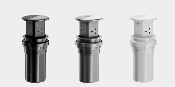 Enchufe de alimentación emergente estándar del Reino Unido enchufe de cocina inteligente con cargador inalámbrico superior USB A + C