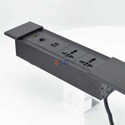 Enchufe de corriente de cubierta deslizante multifuncional para escritorios de oficina con módulo de carga USB