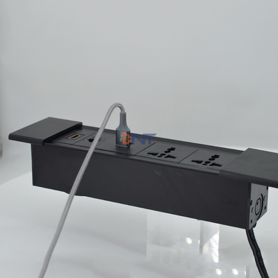 Enchufe de corriente de cubierta deslizante multifuncional para escritorios de oficina con módulo de carga USB