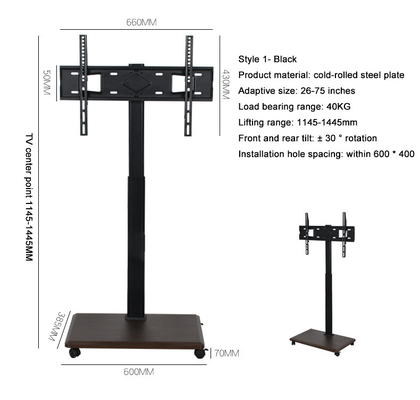 Motorizado Flip up Style Televisión móvil de piso con Mecanismo de elevación Suministro para 46-75" Televisión de pantalla Electrico de elevación y giro