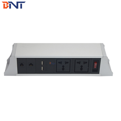 OEM/ODM BNT Socket de alimentación aleación de aluminio colgando debajo de la mesa con Reino Unido EE.UU. UE AU SA Estándares de enchufe 10A / 13A / 16A Corriente nominal