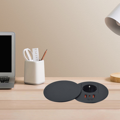 Muebles de oficina toma de corriente redonda UE & 2 usb a+ 1c para el sofá mesa de café estación de carga