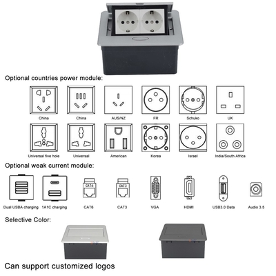 OEM/ODM Modern Office Essential BNT Socket de alimentación emergente con 2 tomas de corriente alterna incorporadas