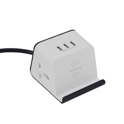 Conector universal de alimentación por corriente alterna USB Conector de oficina muebles de mesa ABS Conector de 3 puertos de salida USB 1.5m Cable 10A/16A