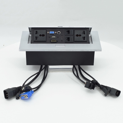 OEM / ODM Universal 16A / 10A tomas de corriente alterna y Cat6 Puerto de datos PopUp Diseño de toma de mesa IP44 Nivel con 2 tomas