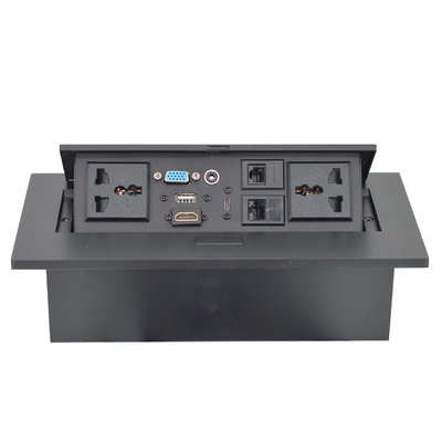 OEM / ODM Universal 16A / 10A tomas de corriente alterna y Cat6 Puerto de datos PopUp Diseño de toma de mesa IP44 Nivel con 2 tomas