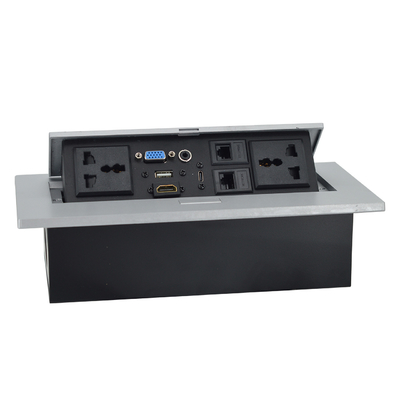 OEM / ODM Universal 16A / 10A tomas de corriente alterna y Cat6 Puerto de datos PopUp Diseño de toma de mesa IP44 Nivel con 2 tomas