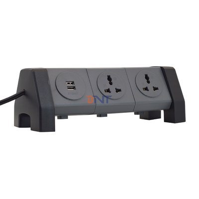 OEM/ODM Universal Power Extension Cord Tower Socket con 2 tomas de carga USB Protector de sobretensiones para escritorio
