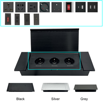 Diseño integrado toma de corriente enchufe Equipo eléctrico toma de muebles toma de corriente de enchufe múltiple con cubierta deslizante