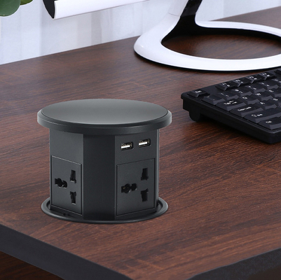 OEM/ODM Smart Pop-Up Power Outlet Alcantarilla de mesa de aluminio con 4 tomas de corriente alterna y 2 puertos USB IP44 estándar para la carga