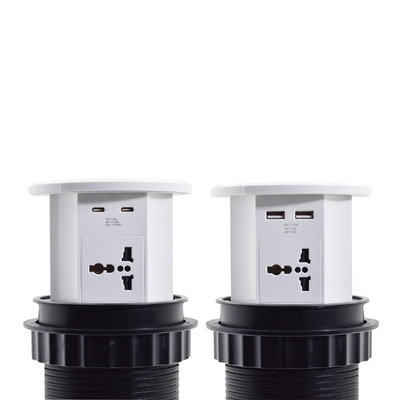 OEM/ODM Smart Pop-Up Power Outlet Alcantarilla de mesa de aluminio con 4 tomas de corriente alterna y 2 puertos USB IP44 estándar para la carga