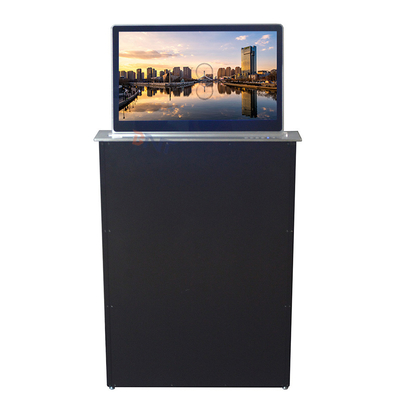 Elevador de pantalla de ordenador con micrófono motorizado con pantalla retráctil de 15,6 pulgadas