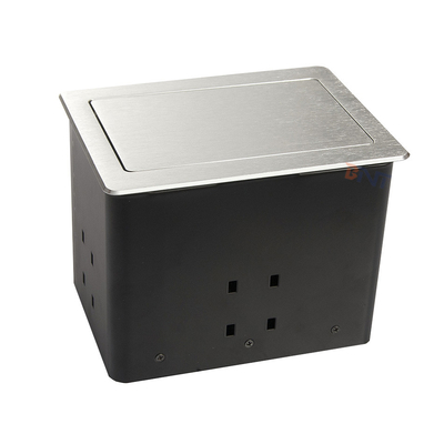 Mesa de conferencias de aleación de aluminio plateado enchufes emergentes con 2 USB, 2 redes