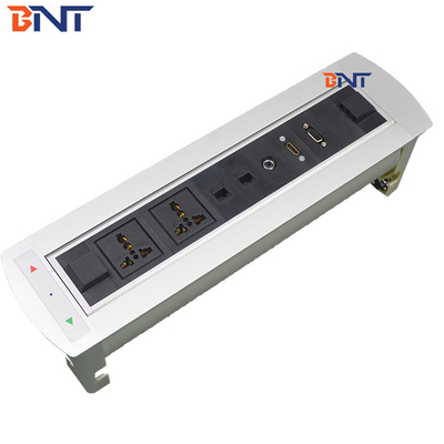 Mesa de conferencias eléctrica enchufe esquina cuadrada con HDMI / VGA / 3.5 Audio