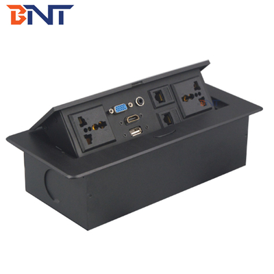 Muebles de oficina en escritorio enchufes de corriente con cables conectados de 30 cm