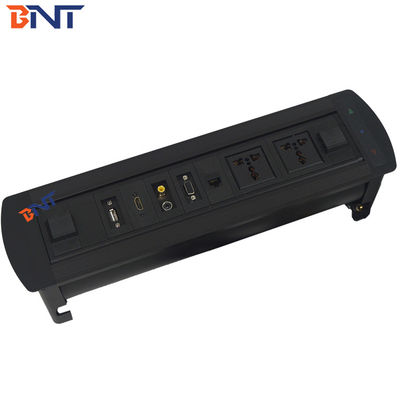 Socket de mesa de conferencias motorizada, mesa oculta toma de corriente giratoria