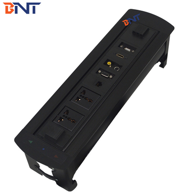 Socket de mesa de conferencias motorizada, mesa oculta toma de corriente giratoria