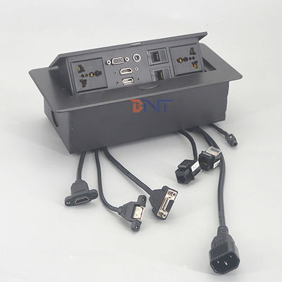 Fuente de alimentación Oficina Enchufes de energía de escritorio Esquina cuadrada con conector de audio y video