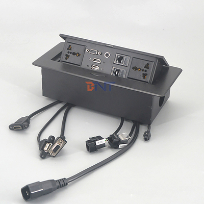 Fuente de alimentación Oficina Enchufes de energía de escritorio Esquina cuadrada con conector de audio y video