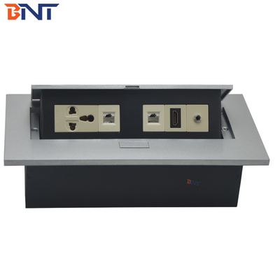 Oculto 3.5 Audio escritorio enchufes emergentes negro mate, enchufe de alimentación para la mesa