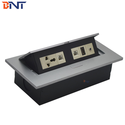 Oculto 3.5 Audio escritorio enchufes emergentes negro mate, enchufe de alimentación para la mesa