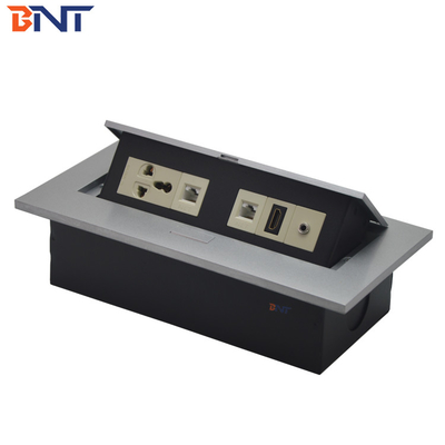 Oculto 3.5 Audio escritorio enchufes emergentes negro mate, enchufe de alimentación para la mesa