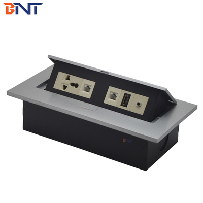Oculto 3.5 Audio escritorio enchufes emergentes negro mate, enchufe de alimentación para la mesa