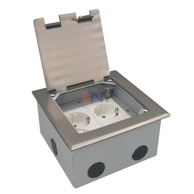 caja de enchufe de suelo de doble 2 pines de plata